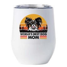 World&#39;s Best Papillion Dog Mom Wine Tumbler 12oz Cup Gift For Dog Pet Lover - £17.84 GBP