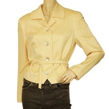Dries Van Noten Yellow Floral Jacquard Wool Silk Button Fitted Jacket si... - $158.40
