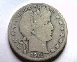 1911-S Barber Half Dollar Good G Nice Original Coin From Bobs Coins Fast Ship - £18.11 GBP