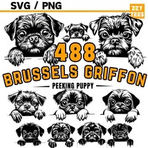 Brussels Griffon Peeking Puppy SVG Bundle, Cute Dog Silhouette PNG, Digi... - $2.98