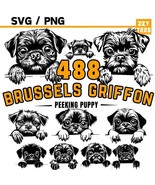 Brussels Griffon Peeking Puppy SVG Bundle, Cute Dog Silhouette PNG, Digi... - €2,54 EUR