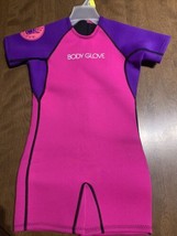 New Body Glove Child Size L Short Arm Springsuit Wetsuit Pink Violet Zip... - £27.57 GBP