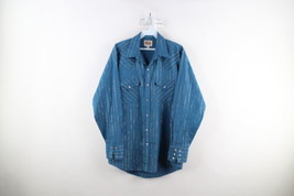 Vintage 70s Rockabilly Mens Medium Metallic Striped Western Snap Button Shirt - £39.52 GBP