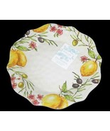 4 Shabby Chic Lemons Flowers Olives Scalloped Borders Melamine 11&quot; Dinne... - $48.99