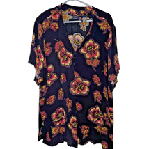 Laura Scott Womens Button Shirt Size XL Silk Floral Crinkle Pad Gauzy Hawaiian - £13.78 GBP