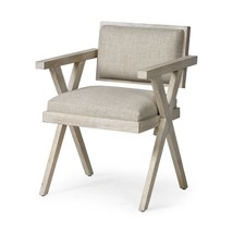 Gray Upholstered Fabric Open Back Dining Arm Chair - $12,173.52 MXN