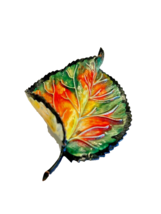 Brooch Painted Leaf Pin Pendant Resin Costume Jewelry 2.75 Inches Long Vintage - £15.07 GBP