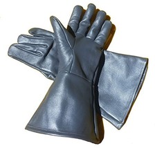 Leather Gauntlet Gloves Silver Pewter Grey SMALL - $29.40