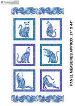 24&quot; X 44&quot; Panel Cats Animals Metallic Cat-i-tude White Cotton Fabric D382.43 - £8.33 GBP