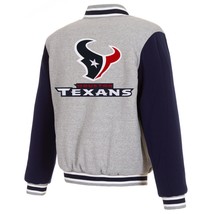 NFL Houston Texans  Reversible Full Snap Fleece Jacket JHD Embroidered Logos - £105.90 GBP