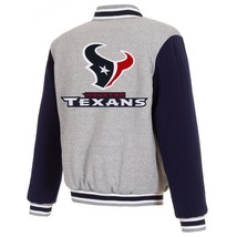 NFL Houston Texans  Reversible Full Snap Fleece Jacket JHD Embroidered L... - £108.56 GBP