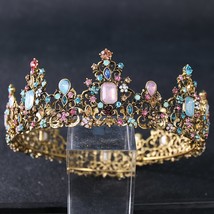 Vintage Crown Colorful Crystal Rhinestone Crowns And Tiaras Diadem Headband For  - £23.52 GBP