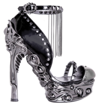 Hades EROS Black Studs Chains 6&quot; High Ornate Chrome Heels Platform Ankle... - $178.00