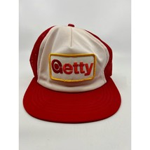 Vintage Red and White Getty Oil Patch Hat and Nylon Bag Rare Set - £28.93 GBP