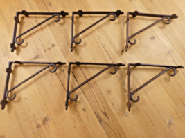 6 PCS CAST IRON SHELF BRACKETS CORNER BRACE CORBELS PLANT HOOKS LARGE RU... - $49.99