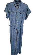 LANE BRYANT Fluid Denim Drapery Jumpsuit Wide Leg Chambray Overalls 24  ... - $34.60