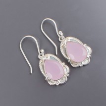 Rose Chalcedony Gemstone 925 Silver Earring Handmade Jewelry Earring 1.50&quot; - £10.52 GBP