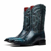 KANSAS Genuine Snake Skin Cowboy Boot from the Western Collection Black Blue image 2