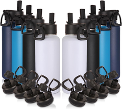 Volhoply 32 Oz Insulated Water Bottles Bulk 8 Pack with Straw Lid &amp; Spout Lid,St - £82.85 GBP