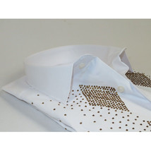 Men CEREMONIA Turkey Shirt 100% Cotton Fancy Rhine Stones #Rio 13 White Slim Fit image 5