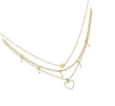 Heart Pearl Layered Necklace - £80.77 GBP