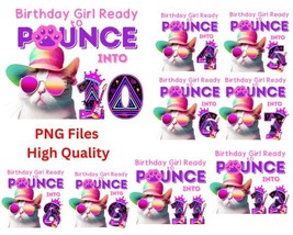 Ready To Pounce Cool Cat with Colorful Hat, Birthday girl numbered Bundle - £1.96 GBP