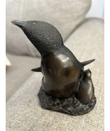 Vintage Heredities Richard Fisher Bronze Color Resin Penguins Statue Figure - £16.82 GBP