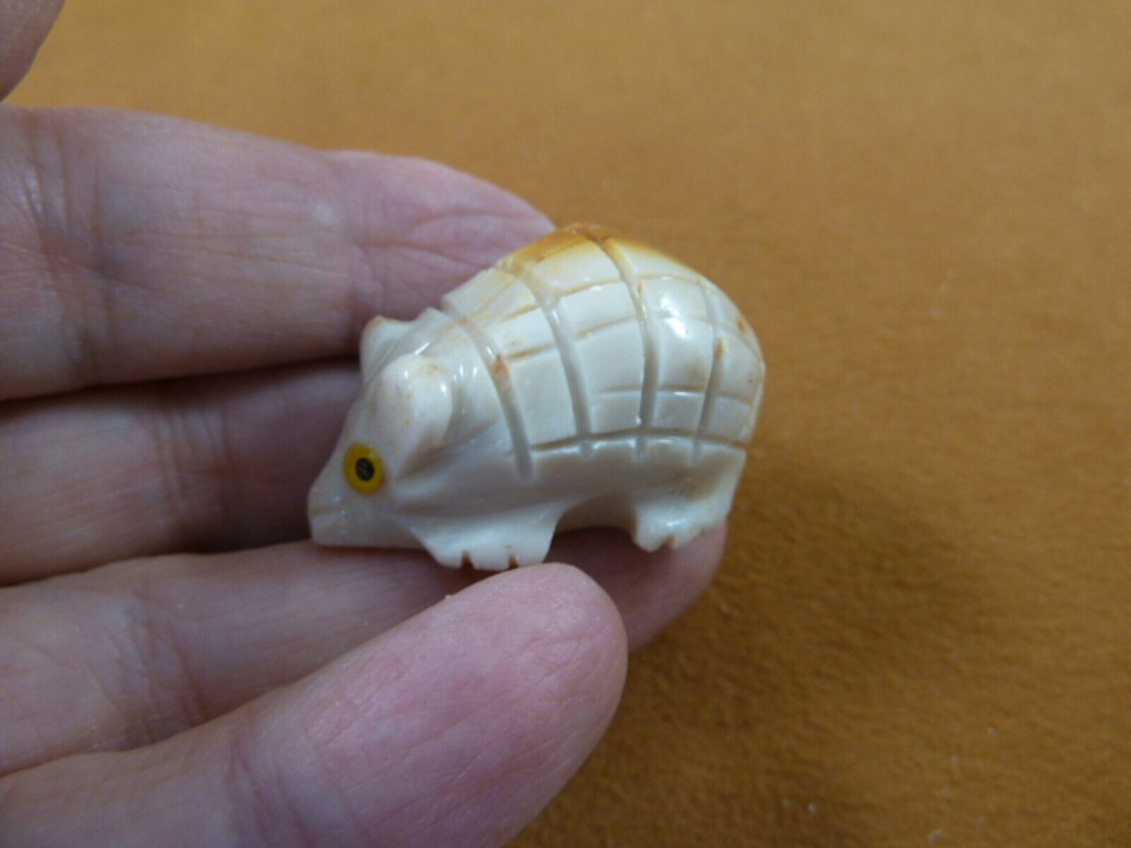 (Y-POR-11) little white gray PORCUPINE rodent figurine SOAPSTONE PERU po... - $8.59