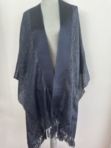 NWT $ 4500 Brunello Cucinelli Lame Linen Blend Poncho Cape SZ One Size Blue - £398.87 GBP