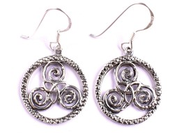 Handmade 925 Sterling Solid Silver Triple Spiral Women Wear Drop Dangle Earrings - £47.66 GBP+