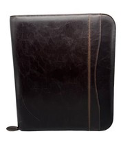 Day-Timer Planner Binder Brown Faux Leather Zip Around 7 Ring 11&quot; x 13&quot; Inserts - £28.28 GBP