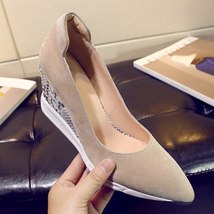Sheepskin Suede Office Lady Pumps Spring Autumn Totem Pointed Toe  Skin Pattern  - £78.06 GBP