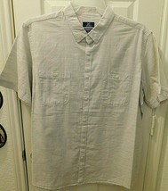 George Men&#39;s Short Sleeve Button Front Shirt Size XL 46-48 Texture Woven Beige - £12.79 GBP