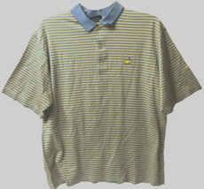 $9.99 Masters Club House Blue Yellow Stripes Cotton Golf Augusta Polo Shirt M - £7.77 GBP