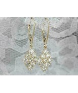 14k Yellow Gold Over 1.50Ct Round Simulated Diamond Cluster Drop/Dangle ... - £83.52 GBP