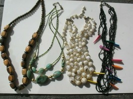 Vintage Lot of 4 Multi Strand Colored Faceted Crystal Glass Beaded Necklaces - £20.55 GBP
