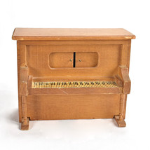 Vintage Wooden Upright Piano Music Box Sankyo Unknown Song - £23.73 GBP