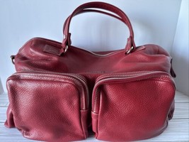 Large Carry-on Travel Weekender Faux Leather Red Bag 18x12x5 Many Pockets Nice! - £43.83 GBP