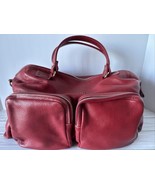 Large Carry-on Travel Weekender Faux Leather Red Bag 18x12x5 Many Pockets Nice! - £44.30 GBP