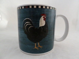 Warren Kimble ART Collection Blue Mug with Black and white Rooster Sakura  - $11.87
