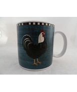 Warren Kimble ART Collection Blue Mug with Black and white Rooster Sakura  - $11.87