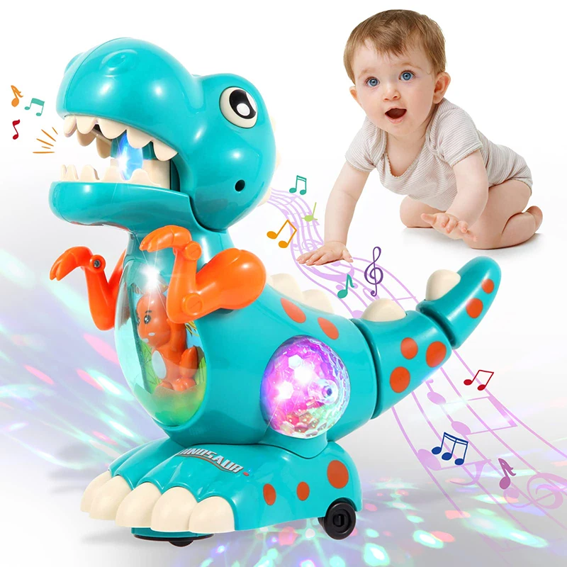 Crawling Dinosaur Baby Toys Tummy Time Music and Colorful LED Lights Interactive - £24.66 GBP