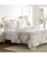 Laura Ashley Celina 3pc Queen Quilt Set Reversible Pink Patchwork Floral NEW - $107.91