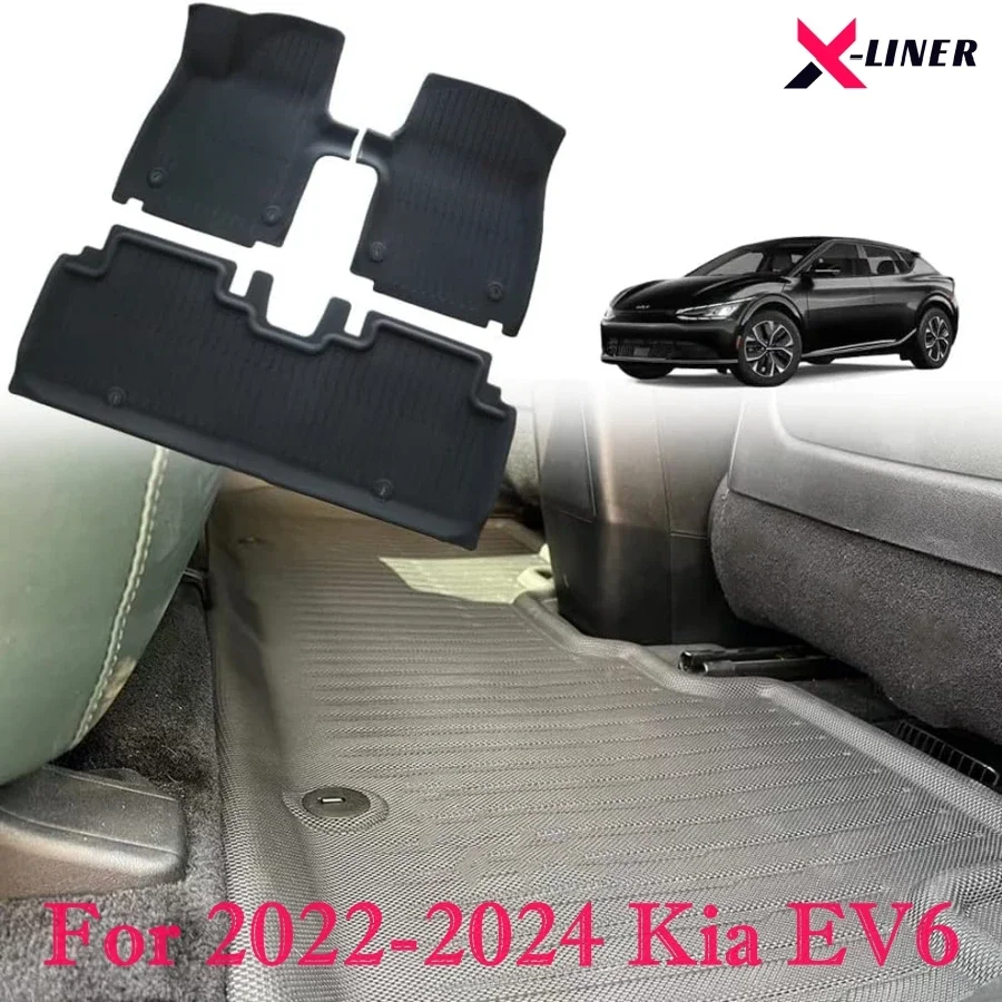 For 2022 2024 kia ev6 all weather floor mats seats back cover mat cargo liner rear thumb200