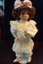 &quot;Little Girl with a Curl&quot; made by Ashton Drake, new original stand included - $105.92