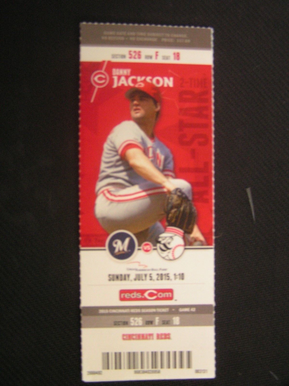 MLB 2015 Cincinnati Reds Full Unused Ticket Stub Vs Milwaukee 7/5/15 - £1.56 GBP