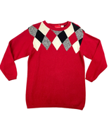 VTG Red Argyle Pullover Sweater PETITE SMALL  Liz Claiborne Liz &amp; Co Wom... - £17.59 GBP