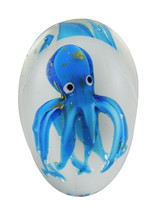 Zeckos Blue Encased Octopus Glass Art Paperweight - £33.23 GBP