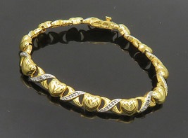925 Sterling Silver - Genuine Diamonds Love Heart XO Chain Bracelet - BT7548 - £73.94 GBP