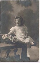 People Postcard RPPC Young Girl Basket Flowers Alfred Stiebel - £5.42 GBP